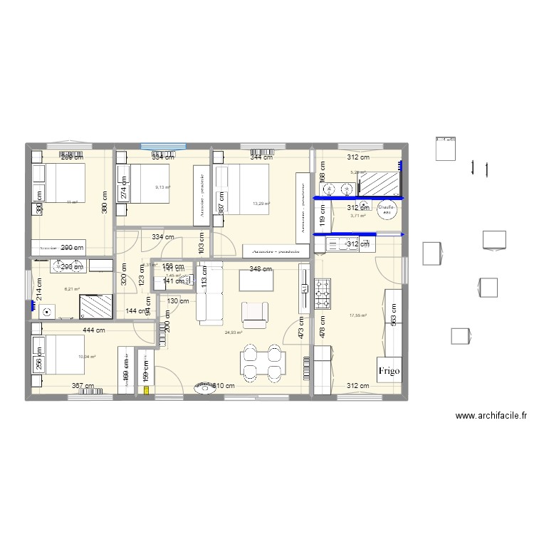 futur disposition + meuble v2. Plan de 10 pièces et 109 m2