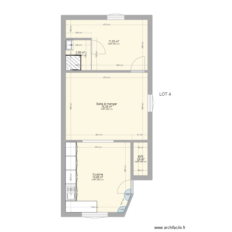 plan apprtement rdc1. Plan de 5 pièces et 48 m2