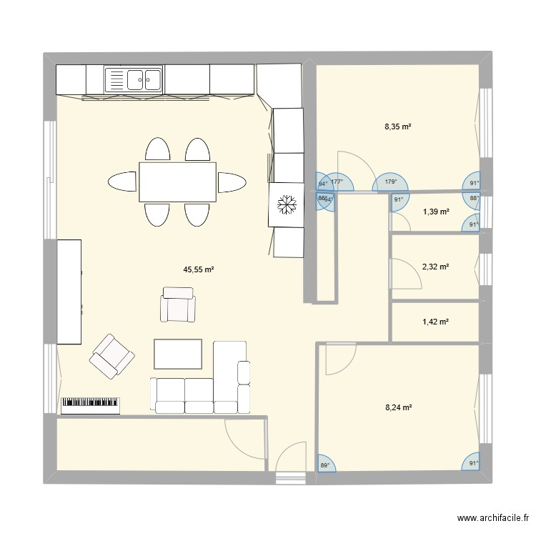 VALRAS. Plan de 13 pièces et 135 m2