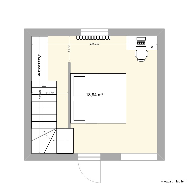 thierry. Plan de 1 pièce et 19 m2