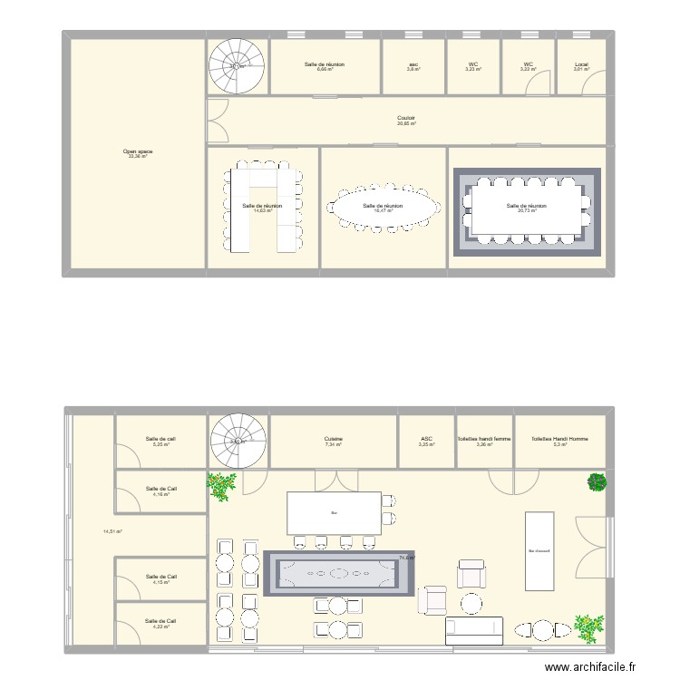 Projet archi . Plan de 22 pièces et 259 m2