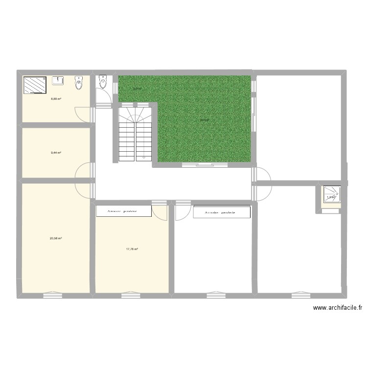 PLAN TAK etg 1 TOILETTE SEPARE. Plan de 5 pièces et 58 m2