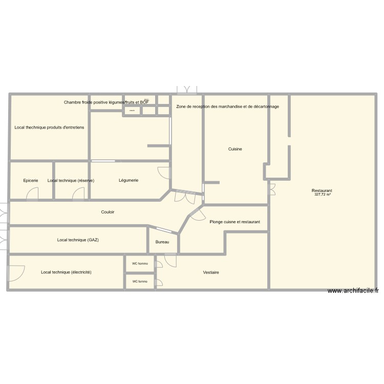 Plan resto co liaison froide EHPAD Margaux version 1. Plan de 21 pièces et 1084 m2