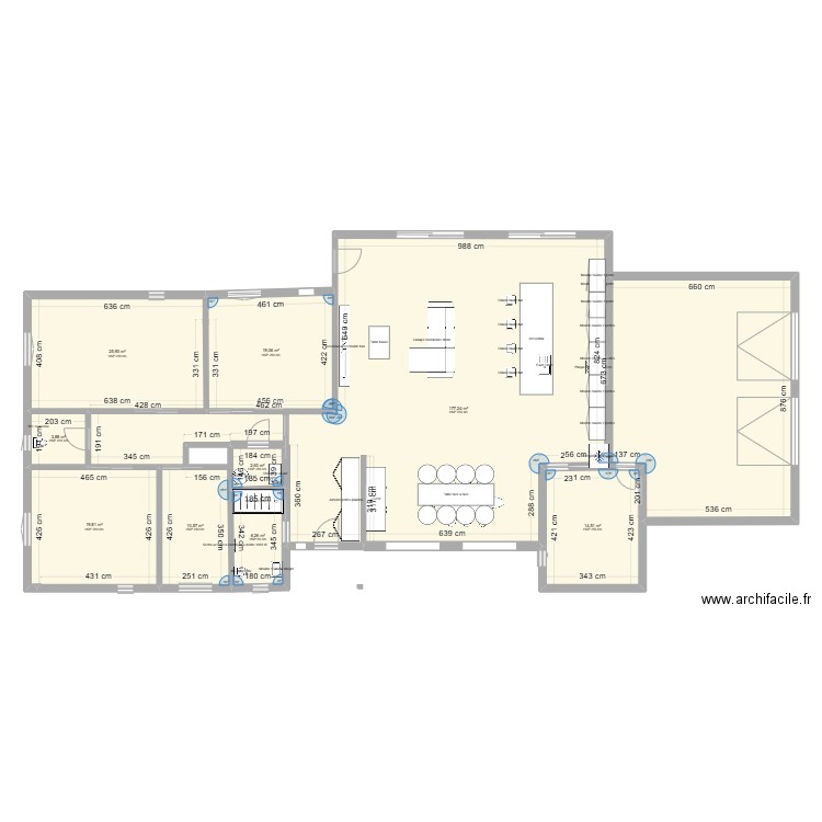 Mélange Lorraine et Marc. Plan de 9 pièces et 280 m2