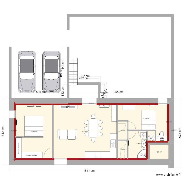 part. Plan de 13 pièces et 74 m2