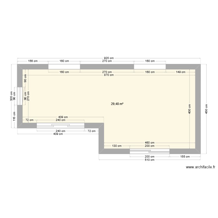 Texier. Plan de 1 pièce et 29 m2