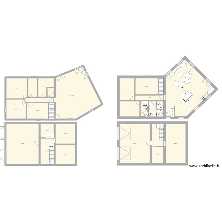 1er jet murato. Plan de 25 pièces et 411 m2