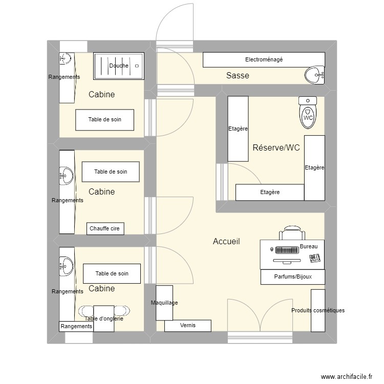 plan de m'institut. Plan de 6 pièces et 30 m2