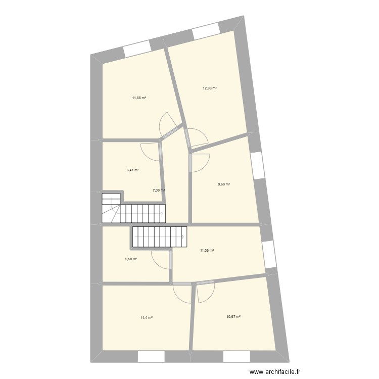 Immeuble ETAGE 2. Plan de 9 pièces et 86 m2