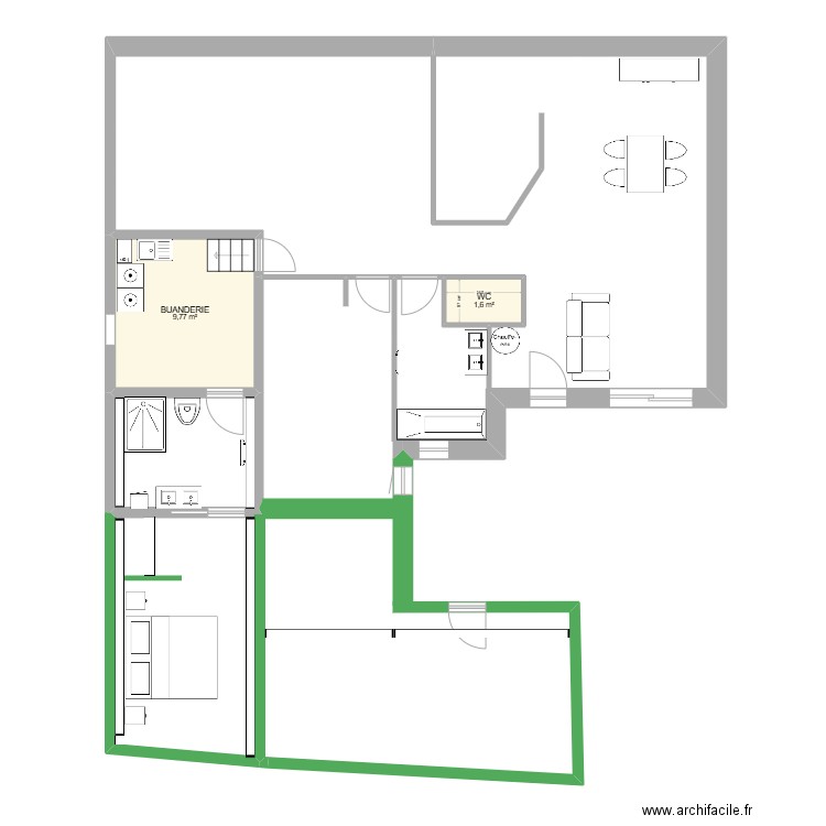 AMENAGEMENT MAISON extension1. Plan de 2 pièces et 11 m2