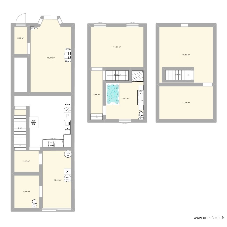 maison max. Plan de 13 pièces et 105 m2