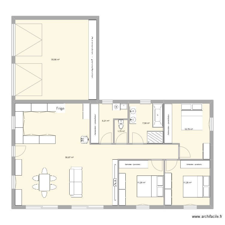 projet 7 maison garage nord. Plan de 8 pièces et 144 m2