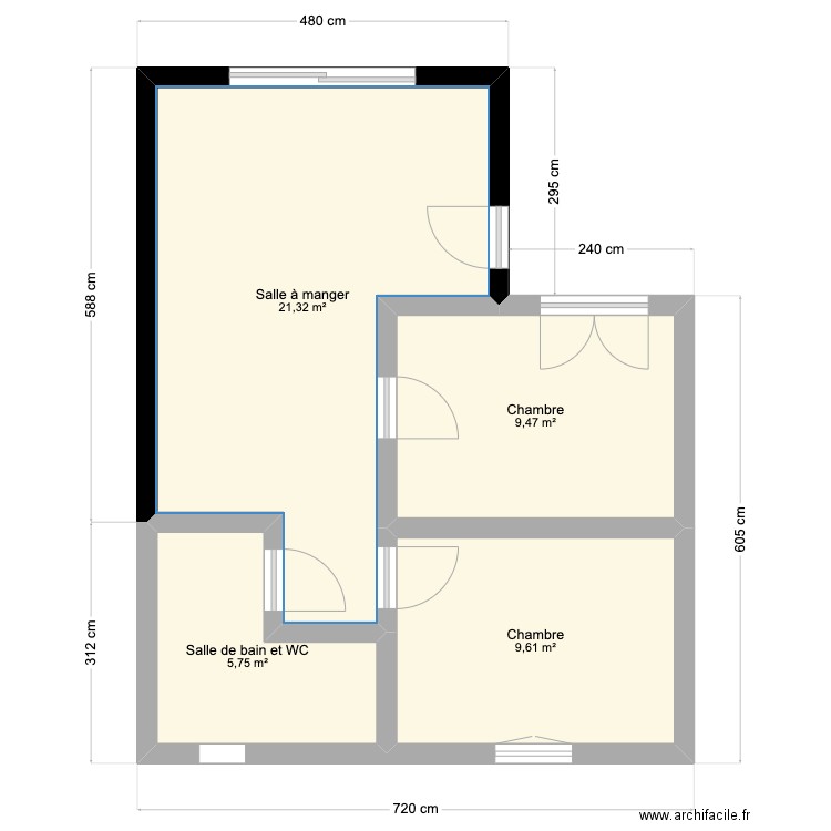 Maison 2 loft. Plan de 4 pièces et 46 m2