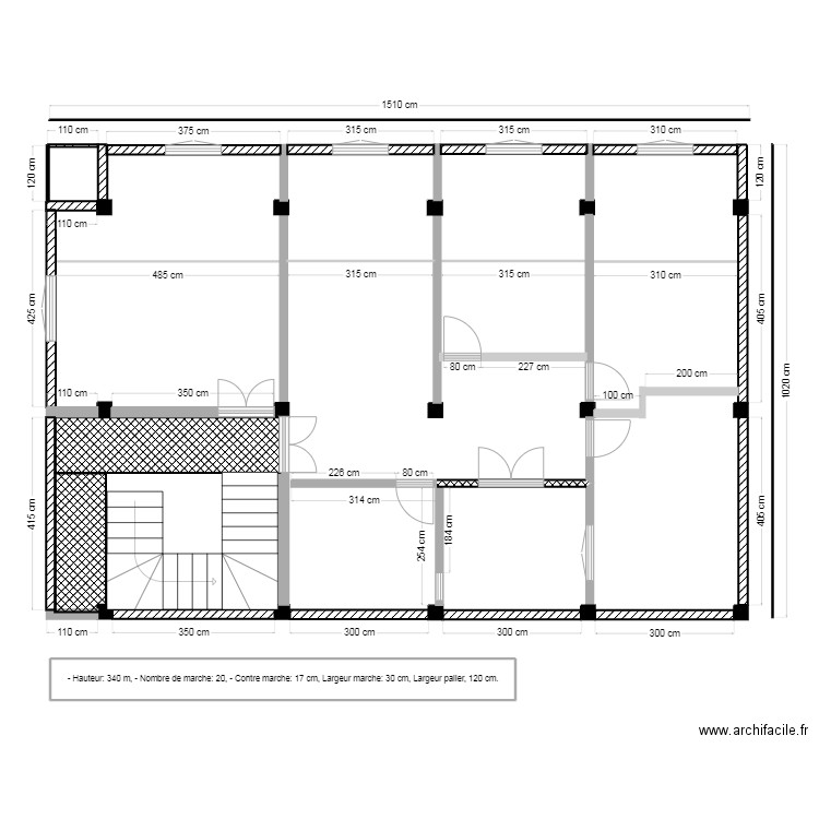 Plan Rez de chausser . Plan de 1 pièce et 9 m2