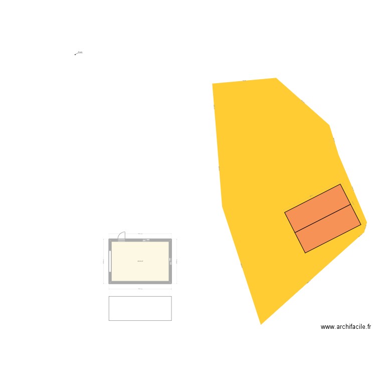 garage. Plan de 1 pièce et 29 m2