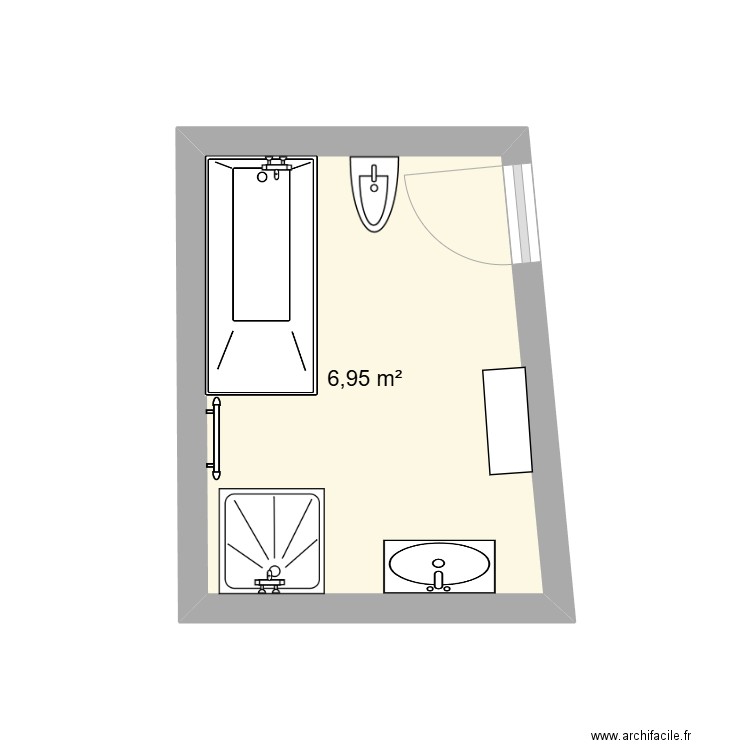 plan sdb. Plan de 1 pièce et 7 m2