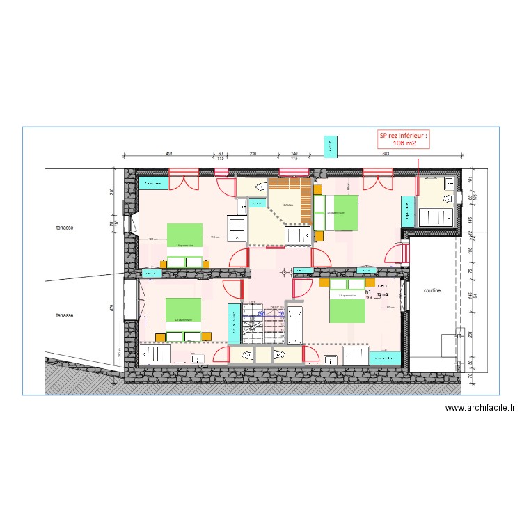 Béné r jardin VARIANTE 2. Plan de 4 pièces et 6 m2