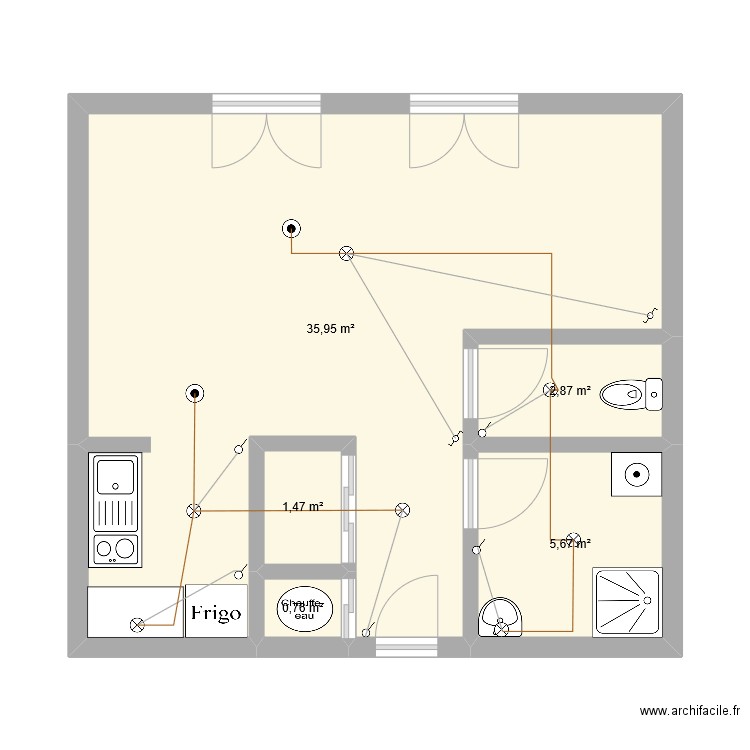 plan elec ecl. Plan de 5 pièces et 47 m2