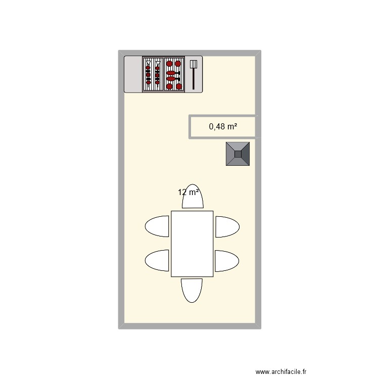 cabanon. Plan de 2 pièces et 12 m2