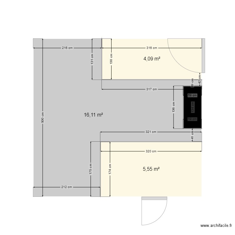 chambre . Plan de 4 pièces et 27 m2