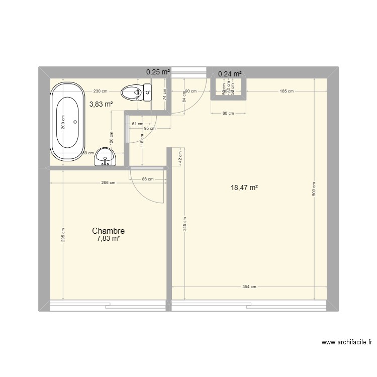 Le roy soleil. Plan de 5 pièces et 31 m2