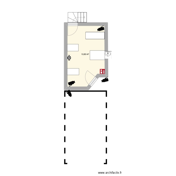 magasin info. Plan de 2 pièces et 16 m2