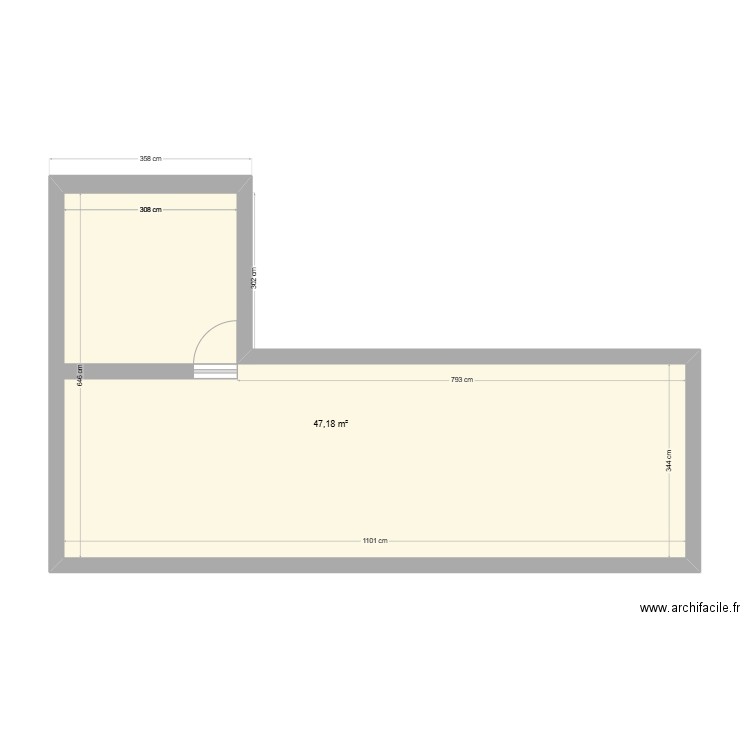 ETAGE_VERO_1. Plan de 1 pièce et 47 m2