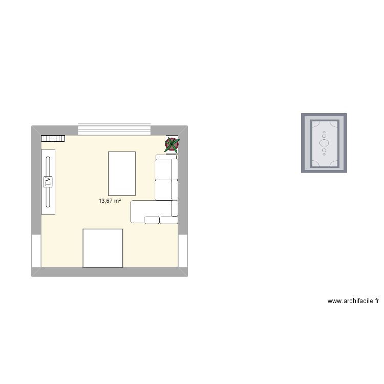 salon jonas. Plan de 1 pièce et 14 m2