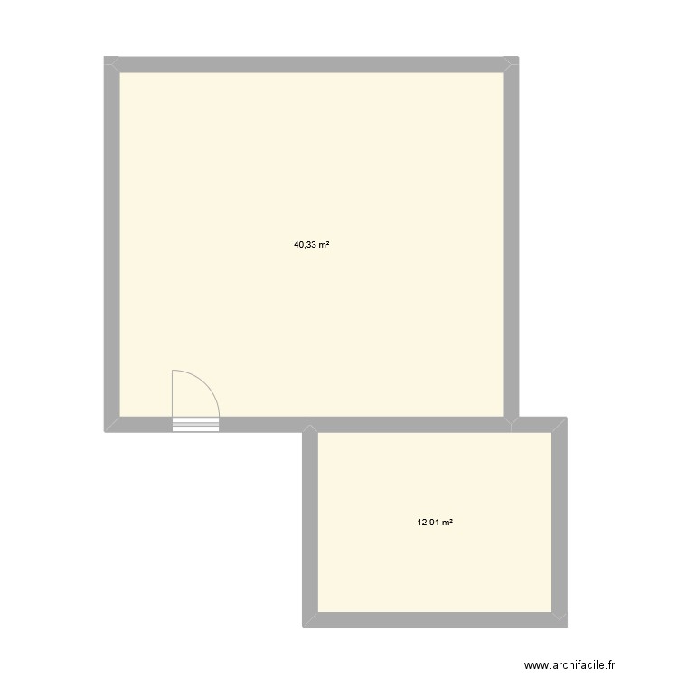 Chez Jehanne. Plan de 2 pièces et 53 m2