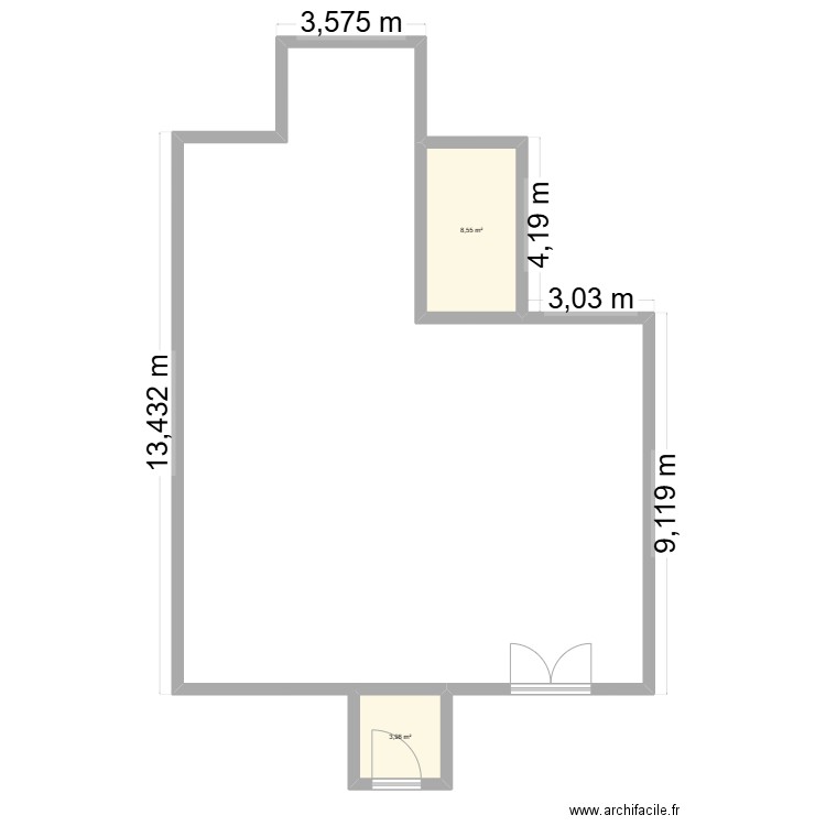 Plan de masse. Plan de 2 pièces et 13 m2