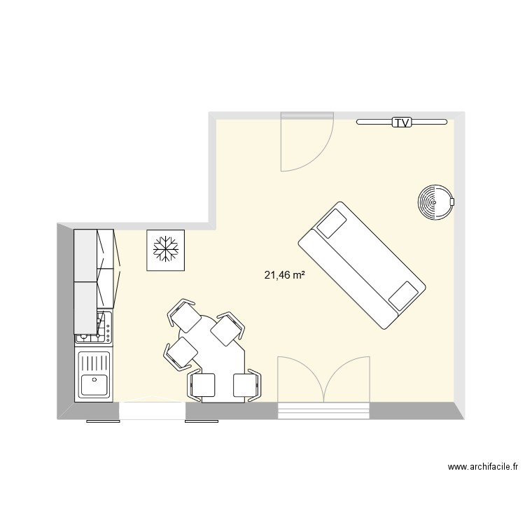 CArnac. Plan de 1 pièce et 21 m2