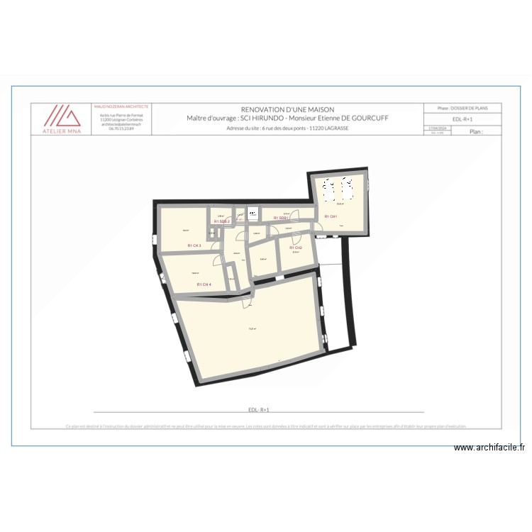 R1 VIDE 2025.03.06. Plan de 15 pièces et 167 m2