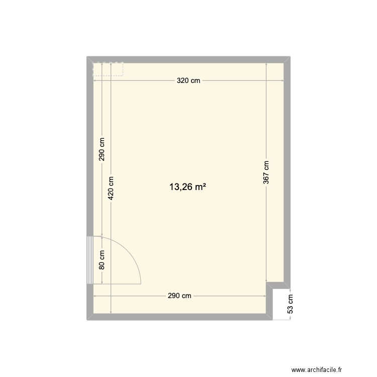 Chambre B&G. Plan de 1 pièce et 13 m2