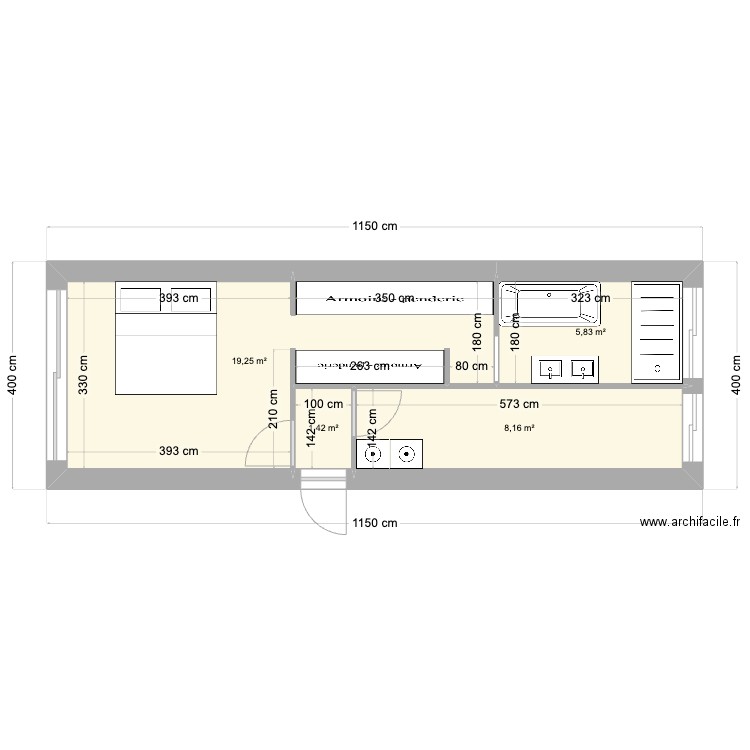 PLAN EXTENSION PLOUBALAY. Plan de 4 pièces et 35 m2