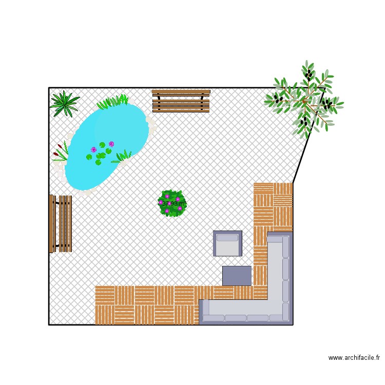 numéro 3. Plan de 1 pièce et 38 m2