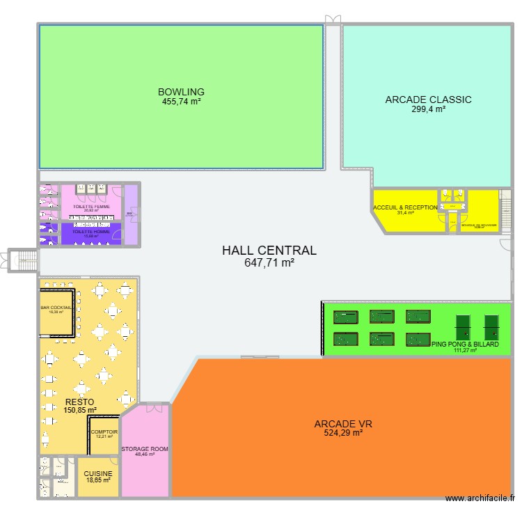 AMINI CENTER - BATIMENT AA. Plan de 33 pièces et 2425 m2