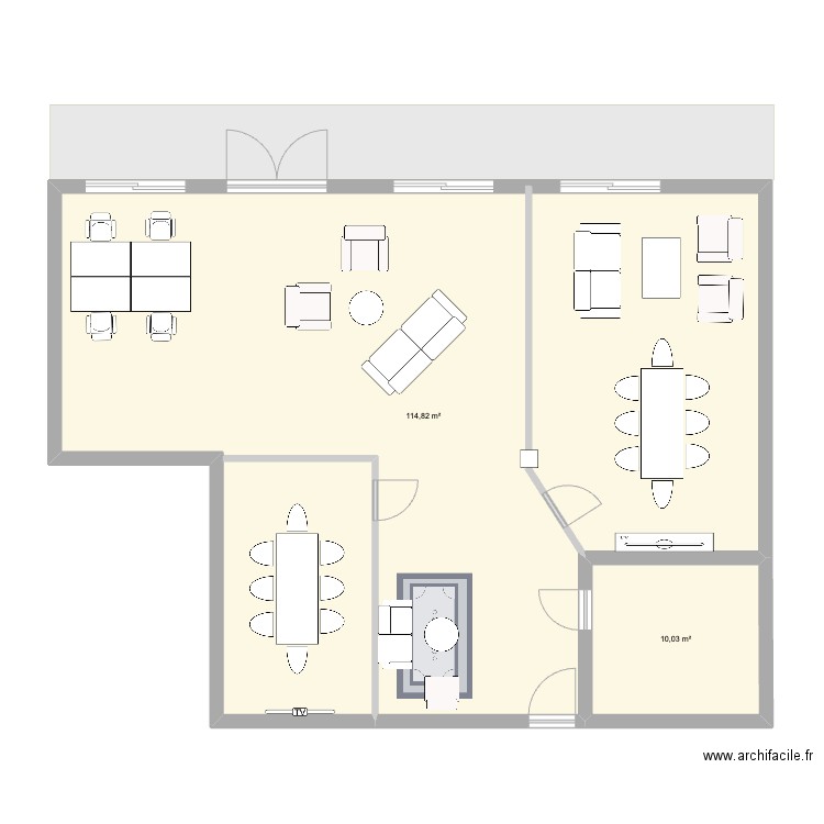 Bureau eguilles. Plan de 2 pièces et 125 m2