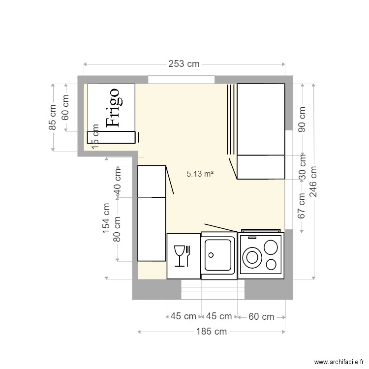 Dubreuil P. Plan de 1 pièce et 5 m2