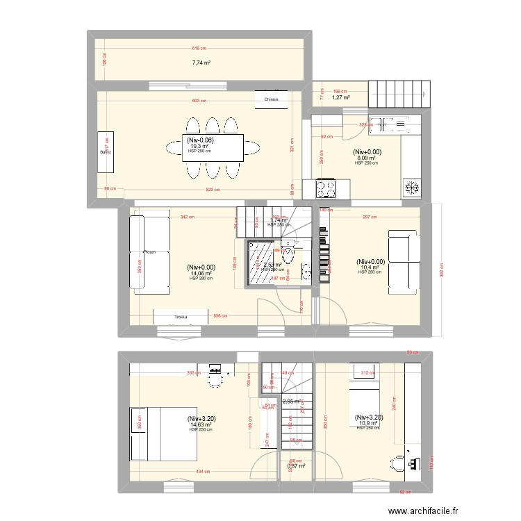 Niv01. Plan de 12 pièces et 94 m2