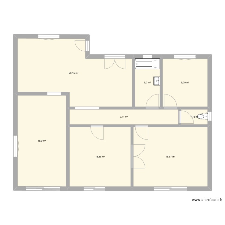 Tourriers. Plan de 8 pièces et 103 m2