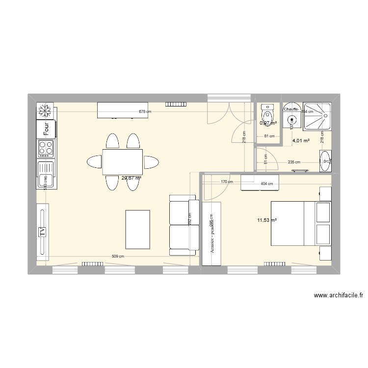 Logement 1. Plan de 4 pièces et 46 m2