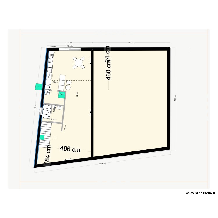 casa plomberie RDC. Plan de 1 pièce et 176 m2