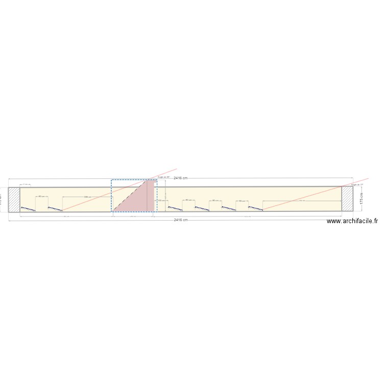 Coupe Fort Saint-Marine PV 15° HT=0.10 m. Plan de 1 pièce et 39 m2