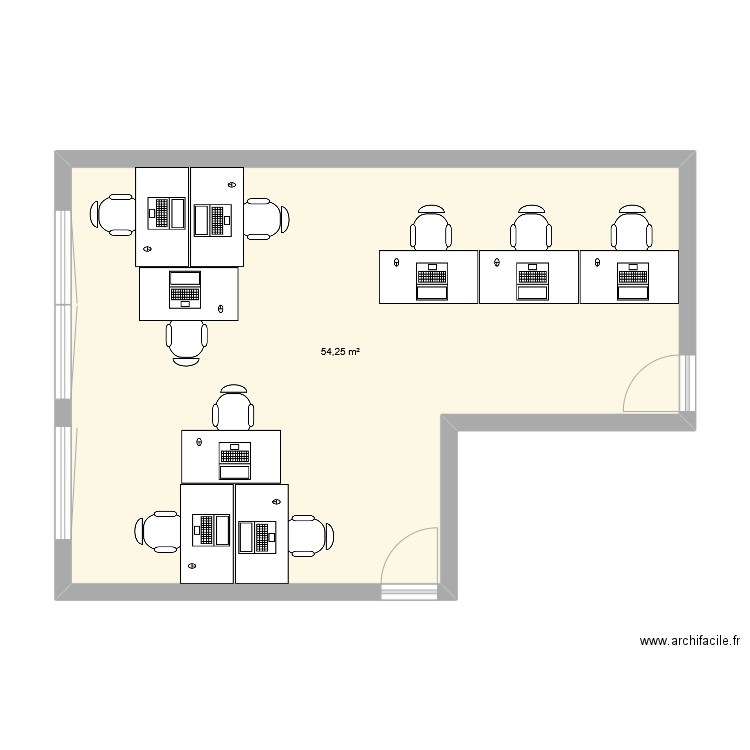 Bureau DSI 1. Plan de 1 pièce et 54 m2