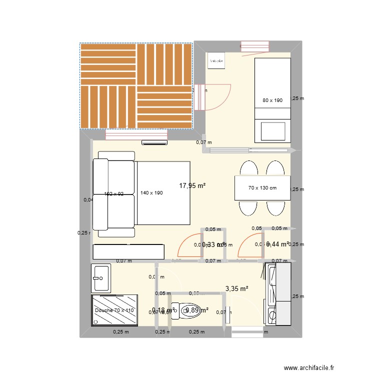 Plagne 1800 plan Future  v2. Plan de 6 pièces et 23 m2