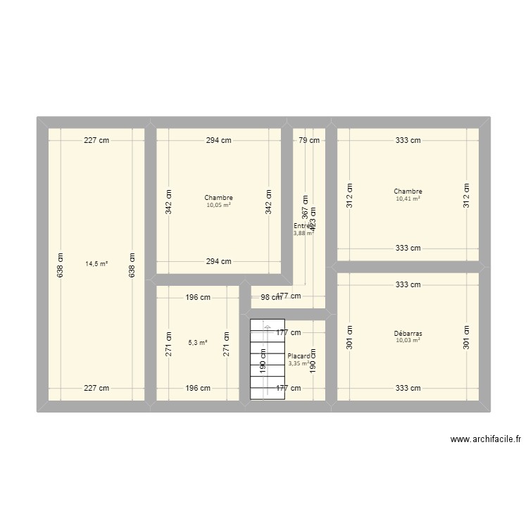 SAIGNES CHANGEMENT. Plan de 7 pièces et 58 m2