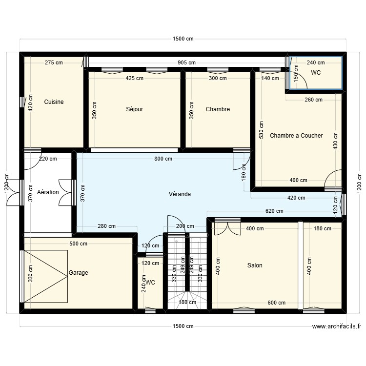 plan de terrain 15mx12m Client 36037100 V2. Plan de 24 pièces et 310 m2