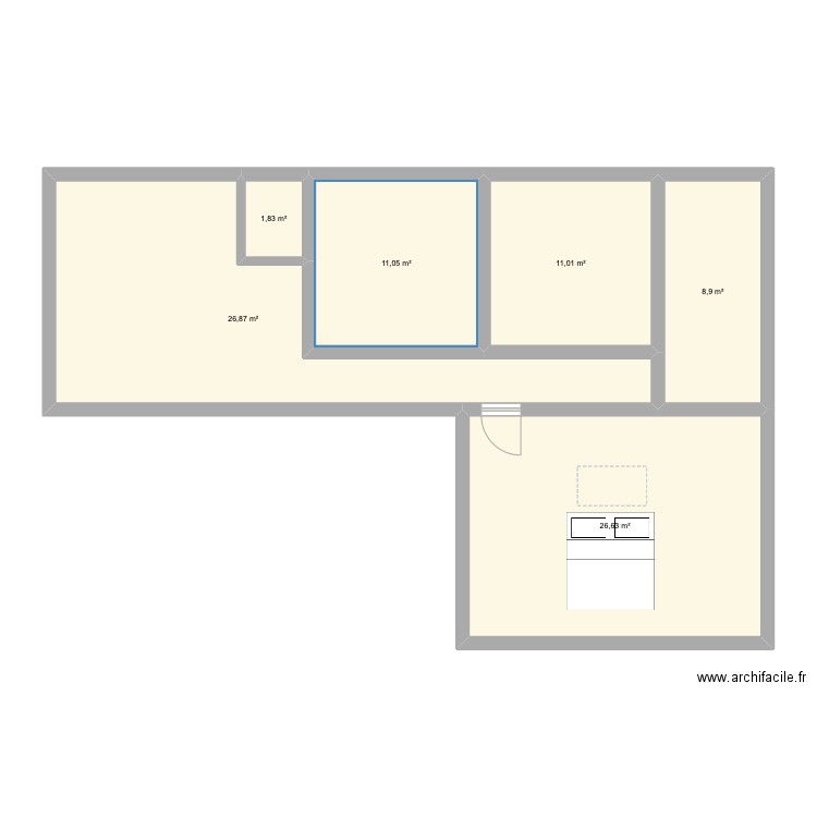 Etage maison . Plan de 6 pièces et 86 m2