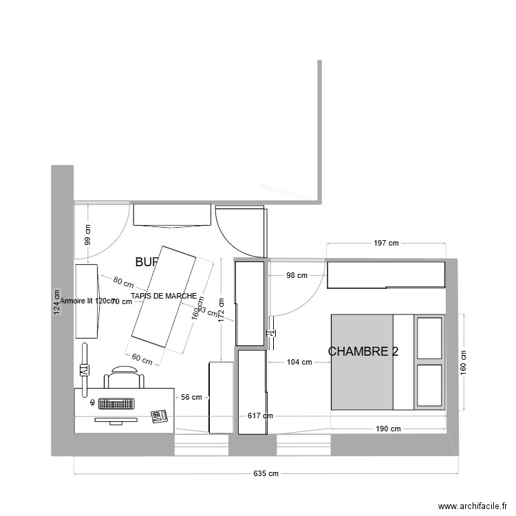 CHAMBRES 2 & 3 version armoire lit bis. Plan de 0 pièce et 0 m2