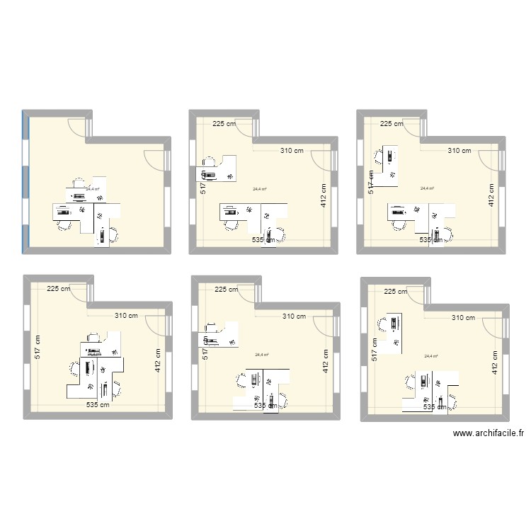 bureau com. Plan de 6 pièces et 146 m2